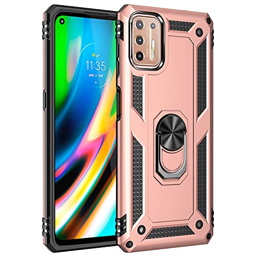 BestST Case Compatible with motorola moto G9 Plus Case, + Screen Protector, Rugged Armor Dual Layer Ultimate Rugged Anti fingerprint Anti Shock Dual Layer Full Body Protective Armor Case,
