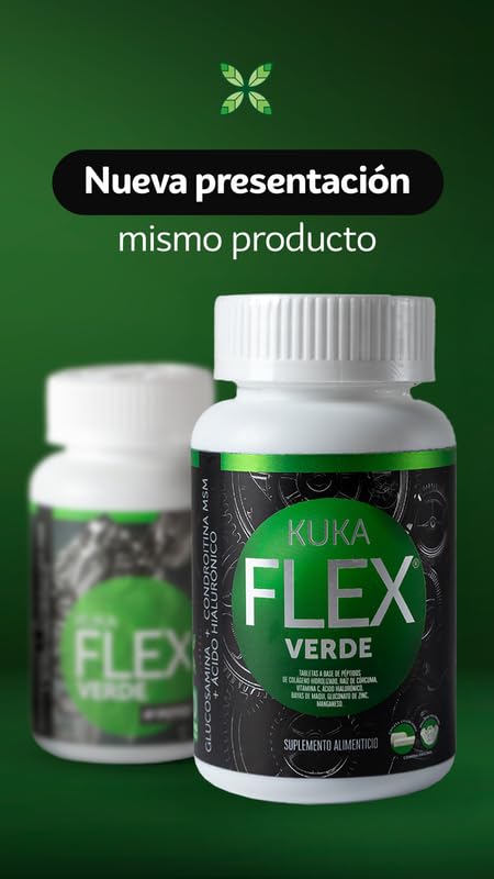 KukaFlex Verde Paquete de 3 Frascos con 30 Tabletas de 860mg cada Uno, 90 Tabletas en Total | Rinde Hasta 90 Días |Fórmula para Uso Diario| Kuka Flex Verde