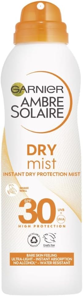 Garnier Ambre Solaire SPF 30 Dry Mist Sun Protection Spray 200ml Water Resistant