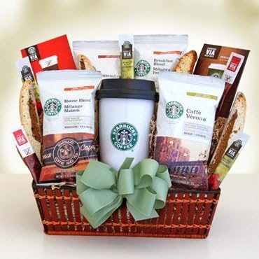 Starbucks Gourmet Coffee Gift Basket Starbucks Coffee Via Ready Brew And Biscotti Gift Great Gift Idea For The Coffee Lover Starbucks Coffee By Organic Stores Amazon Co Uk Grocery