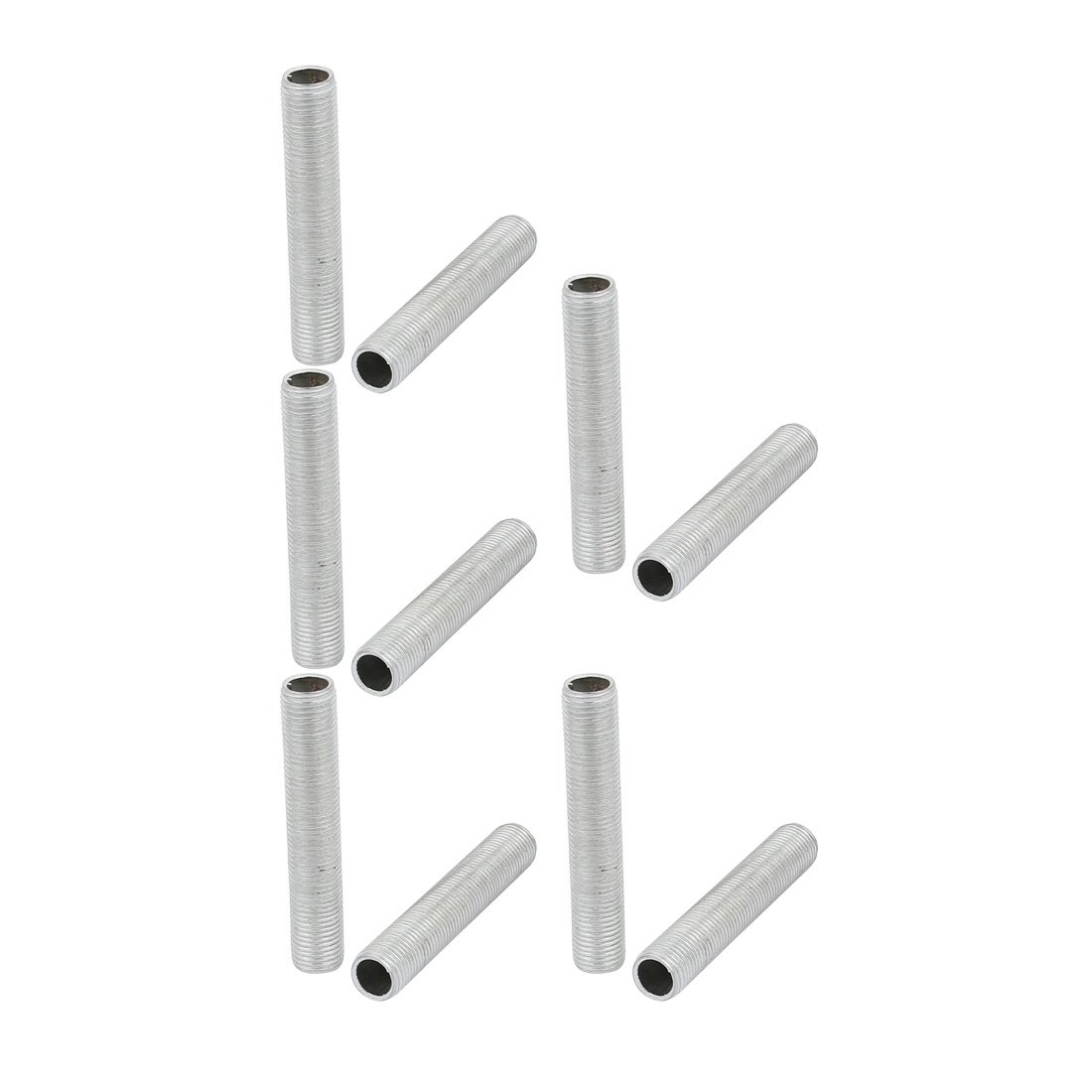 Sourcingmap Lamp Pipe Nipple, M10 Thread 55mm Length Hollow Lamps Repair Part Hardware for Lamp Lights, Zinc Plated Silver Tone, Pack of 10