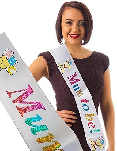 Alandra Party White Mum to Be Sash, Unisex-Adult, One Size