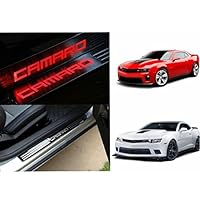 Highitem LED Light Illuminated Door Sill Scuff Plate Cover for GM Chevy Chevrolet Camaro 2010-2016 (Red Color LED)