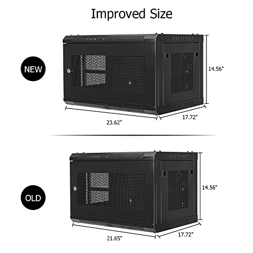 Z ZTDM Server 19 Inch Rack Enclosure, Date Network Lockable Secure Cabinet with Shelf and Two Cooling Fans Fully Assembled Vented Door 6U - Thumbnail 4