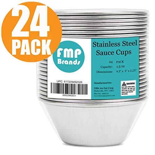 2 Pack+Stainless+Steel+Sauce+Cups