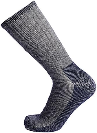 Merino Wool Athletic Crew Socks - Black Thermal Hiking Cold Weather Boot Thick Socks Warm and Soft in Winter For Men