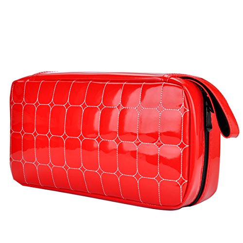 Wismart 80 Capacity Pu Leather Shell CD DVD Blu-ray Media Case Storage Holder Organizer Wallet for Car, Home, Office and Travel Carrying Protector Organizer (80-Capacity, Red)