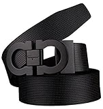 Towallmark Mens Genuine Leather Dual-use Alloy Buckle Black Both Side Could Used