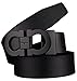 Mens Genuine Leather Dual-use Alloy Buckle Black Both Side Could Used