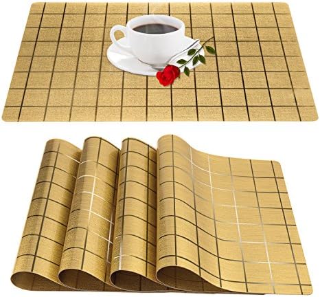 Placemats, Heat-Insulation placemats Vinyl Non-slip Anti-fouling and Waterproof Washable PVC Table Mats are Suitable for Family Kitchen Hotel Coffee Shop Dinning Restaurant set of 4