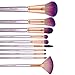 Halo World 10 Pieces Makeup Brushes Vegan and Cruelty Free Foundation Eyeshadow Lip Makeup Brush Set with Leather Bag (Rose Gold)