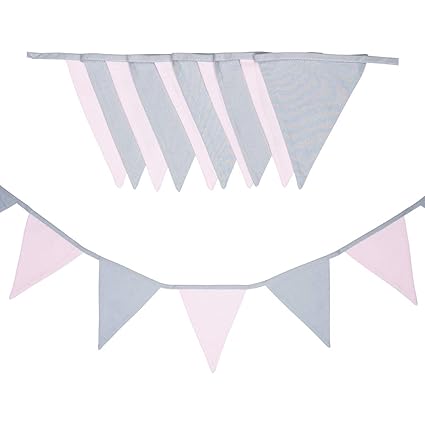 cozydots doppelseitig Wimpelkette, Stoff-Girlande, farbenfrohe Girlanden für Kinderzimmer & Baby Geburtstage, Kinderzimmer de