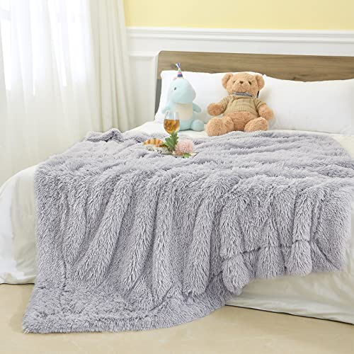 junovo Super Soft Shaggy Longfur Faux Fur Blanket, Fuzzy Throw Blanket