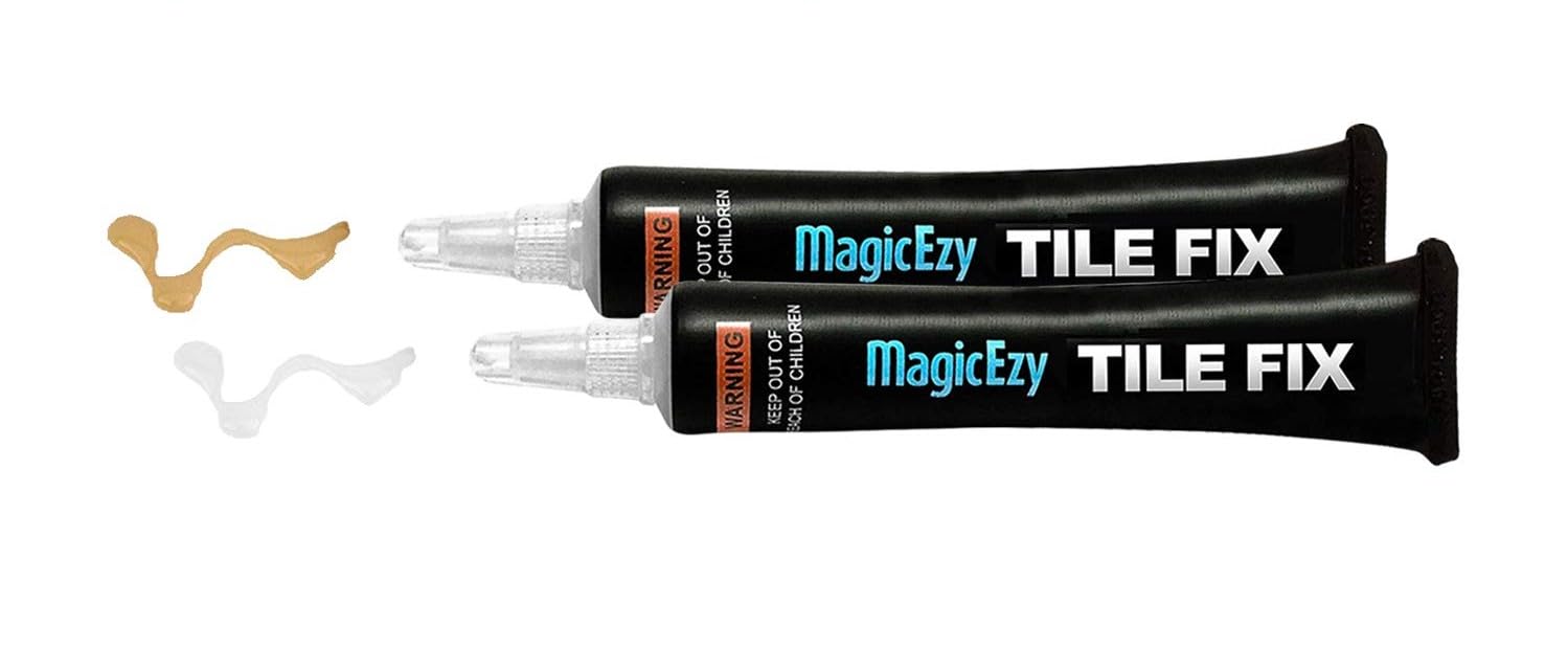 MagicEzy Tile Fix: Ceramic Tile Scratch Repair | Porcelain Crack Repair | Touch Up Tile Filler for Bathroom Floor Tiles (Beige/White)