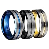 8mm Mens Tungsten Wedding Bands Silvering Brushed Matte Grooved Center Engagement Rings Jewelry