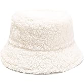 Winter Warm Plush Fuzzy Bucket Hat Faux Fur Shearling Fisherman Hats for Women