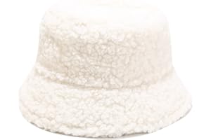 VOILIPEX Winter Warm Plush Fuzzy Bucket Hat Faux Fur Shearling Fisherman Hats for Women