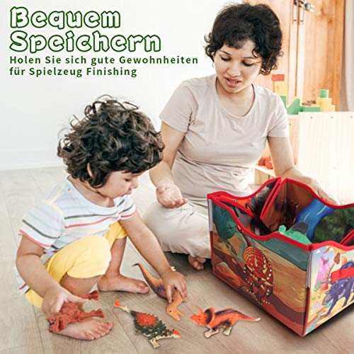 GILOBABY kid dinosaurier spielzeug mit 2 in 1 spielmatte & bäume & felsen, pädagogisches lernen dino modell spielzeug… – Bild 3