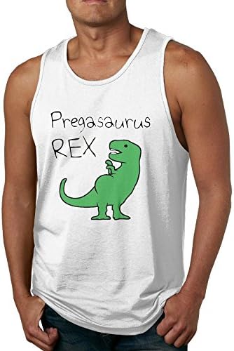 Elop Pregasaurus Rex Loose Fit Relaxed 100% Cotton Men's Tank Top T-shirt M White