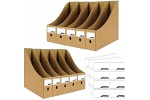 ANSSDO 12 Pack Brown Cardboard Magazine Holder Bulk Kraft Magazine File Holder Magazine Organizer, Magazine Storage Box, Large Volume Magazine File Organizer as Book Bins or Folder Holder for Desk