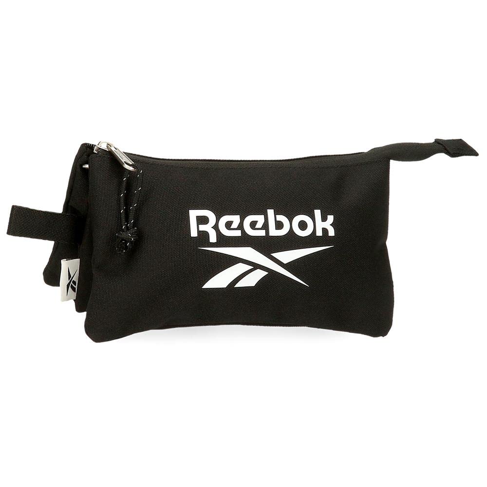 Reebok Boston Black Pencil Case, 3 Compartments, 22 x 12 x 5 cm, Polyester