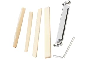 Jiayouy Guitar Bridge Insert Saddle Nut Set Adjustable Shaft with Screws L-Wrench Guitar Parts Replacement