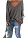 Xuan2Xuan3 Women V Neck Loose Casual Oversized Baggy Chunky Knit Pullovers Sweater Tops Jumpers