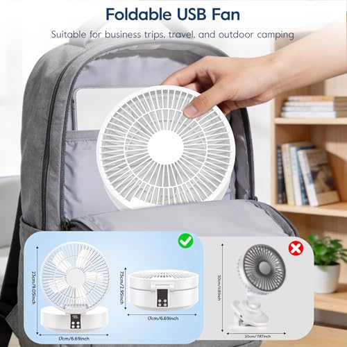 Table Fan, USB Rechargeable Powerful Quiet Fans with Remote Control, LED Display, 120° Rotation Oscillating, 3 Speed, Portable Fan for Office, Bedroom, Camping