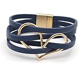 Fuqimanman2020 Boho Heart Charm Leather Wrap Bracelet for Women Handmade Layered Cuff Bracelets Bohemian Multi Strand Bangle Bracelets Christmas Jewelry Gift