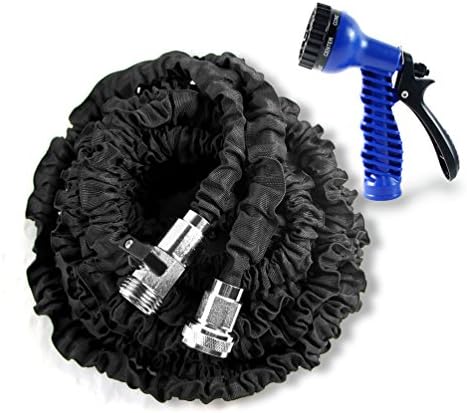 Magic Garden Hose Expandable 100FT Black with Solid Brass Connectors Nickel Covered, 3/4 inch (100FT)