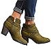 Women Low Heel Ankle Booties Slip On Suede Crisscross Braid Chunky Block Stacked Round Toe Ankle Boots