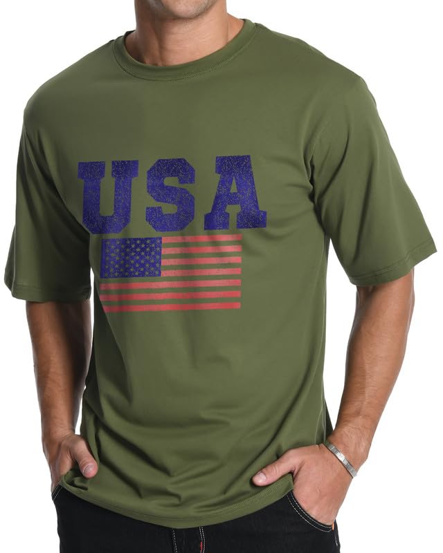 Men\'s Graphic Tees, Short Sleeve USA Flag Crewneck Casual American Patriotic Regular T-Shirt for Men