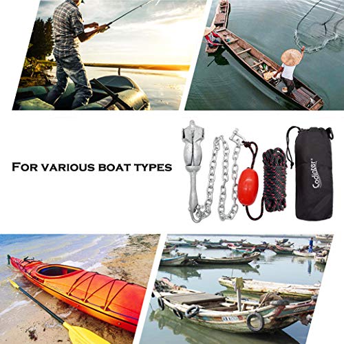 Codinter Kayak Anchor, Grapnel Anchor Kit 3.5 lbs. with Chain