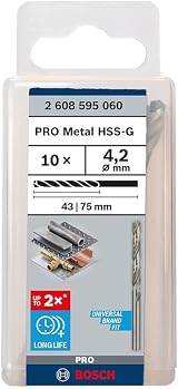Bosch 10x PRO Metal HSS-G Twist Drill Bit Ø4.20 mm DIN338 4,2x43x75 view 2
