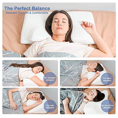 Elviros Memory Foam Cervical Pillow, Ergonomic Contour Pillow for Neck