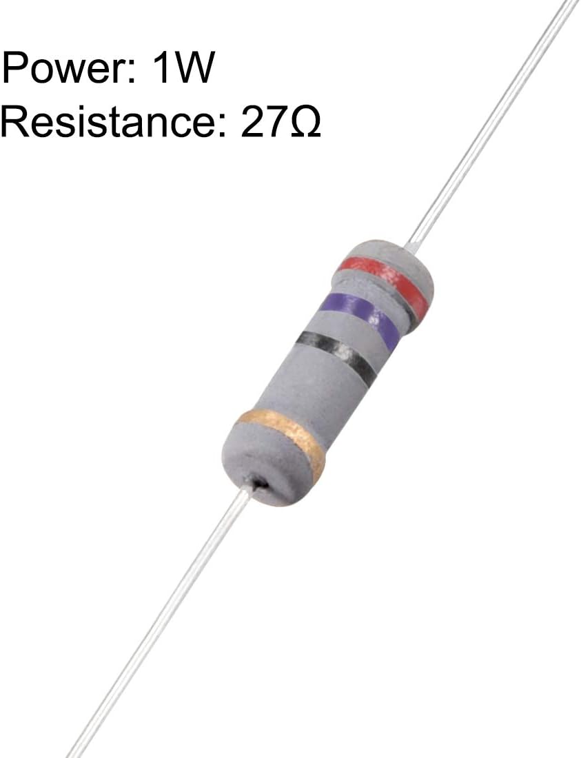 sourcing map 100Pcs 27 Ohm Resistor, 1W 5% Tolerance Carbon Film Resistors, 4 Bands for DIY Electronic Projects and Experiments - Image 3