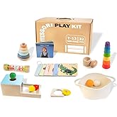 WOODMAM Montessori Toys for Babies 6-12 Months, 9 in 1 Educational Wooden Toys Set, Includes Object Permanent Box, Stacking Cups, Mirror Puzzle, Ring Stacker and More
