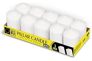 Large Pillar Candles, unscented Candles White unscented Long Burning Pillar Candles for Spa, Home, Restaurants, Church - Bulk Slow Burning Pillar Candles 3 Inches - (Pack of 10) by Zuvo