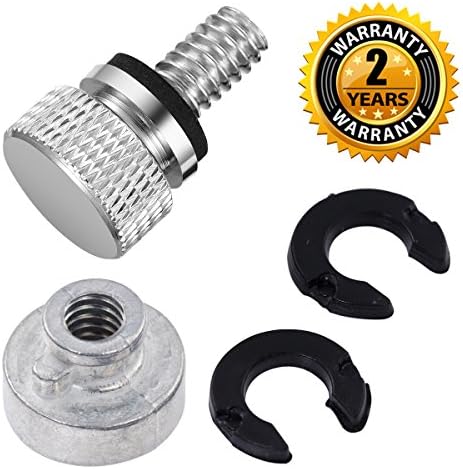 Seat Bolt Screw Nut Kit Chrome for Harley Davidson 1996-2016 Fender Quick Mount Polished Knurled Sides 1/4"-20 Thread by BenkerMoto