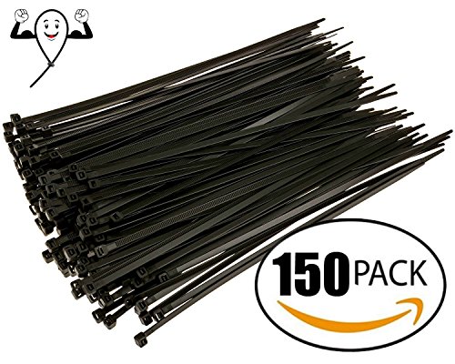 Strong Ties Altai-1 Cable Zip Ties, Premium Heavy Duty, Nylon Wire, 50 lb. Tensile Strength, Indoor Outdoor UV Resistant, Large, Black, 150 Piece