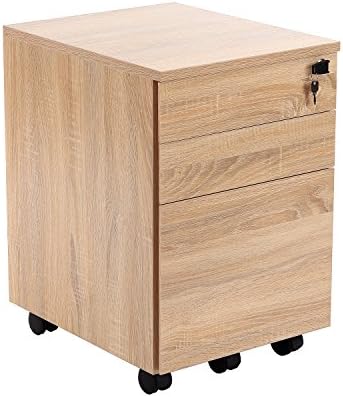 DECHO 3 Drawer Wood Mobile File Cabinet Fully Assembled Except Casters (OAK)