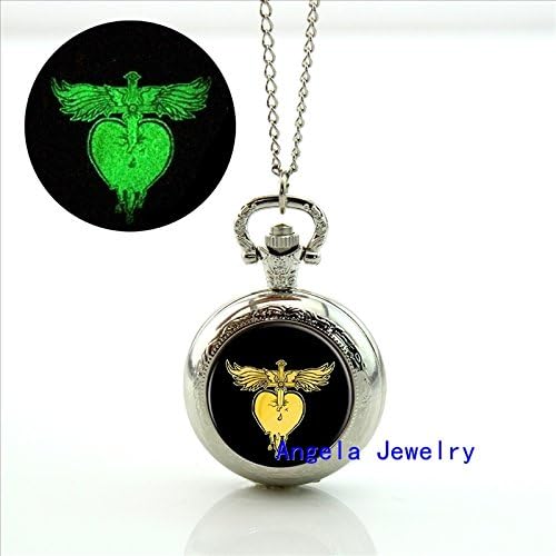 Pretty Lee Fashion Bon Jovi Glowing Pocket Watch Necklace Rock Band Jewelry Glow Necklace Vintage Watch