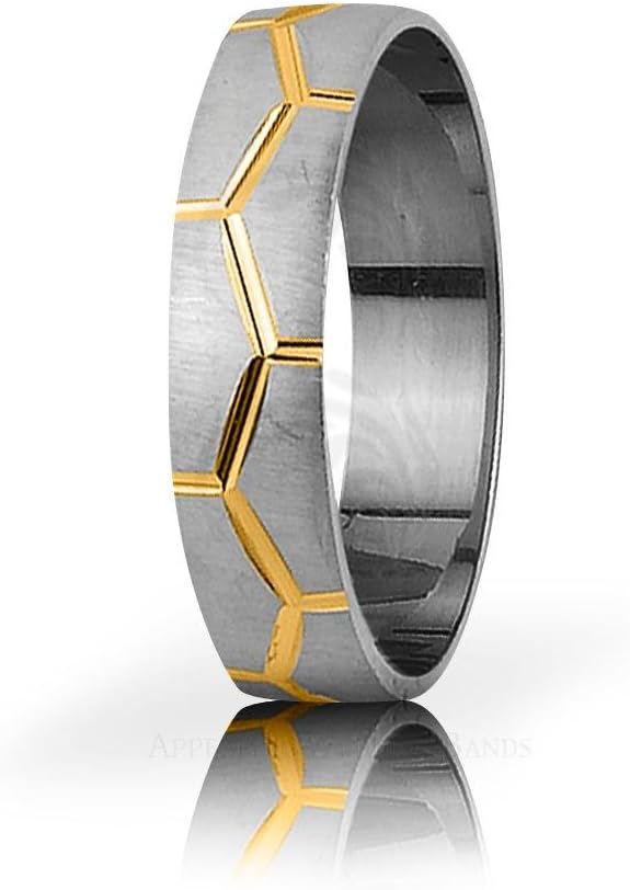 Authentic Two Tone 18k White-yellow-white Gold Satin Designer Puzzle Thin Wedding Ring 5 Mm