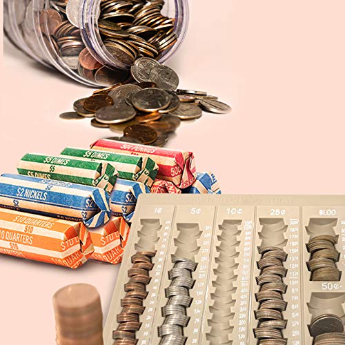 Coin Counter and Sorters Money Tray Bundled with 64 Coin Roll