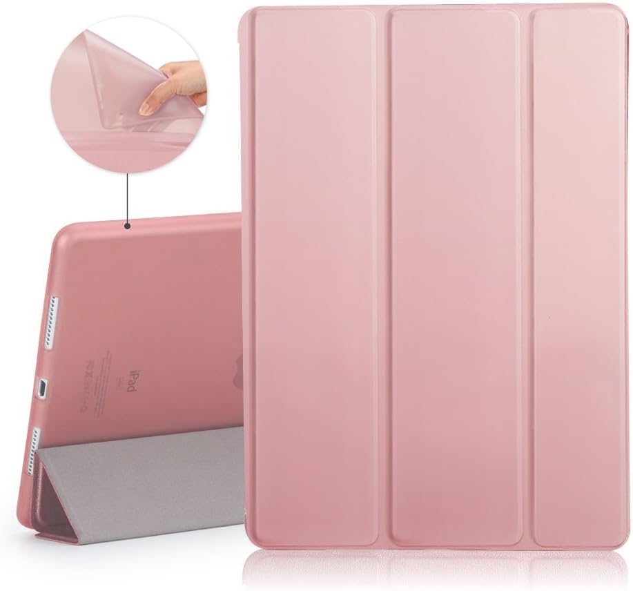iPad Air 2 Case, iMucc Smart Case Cover + Matte Shell Soft TPU Back For Apple iPad Air 2 Built-in Magnet Stand with Smart Cover Auto Wake/Sleep (Rose Gold)