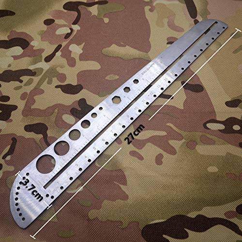 Ruler, KKmoon Multifunction Scale Tool Map Landmarks Compasses Ruler Protractor Stainless Steel EDC Ruler