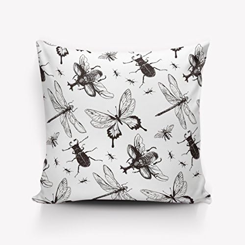 Butterfly Silhouette with Dragonflies Flying Garden Pillow Cover Case two sides 26x26inch