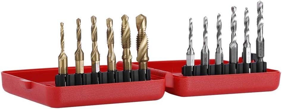 Drill Tap Set, 12pcs M3-M10 Combination Drill and Tap Bit Set, Hex Shank and Spiral Flute Tapping Tool Set Kit Hand Tool - Image 5
