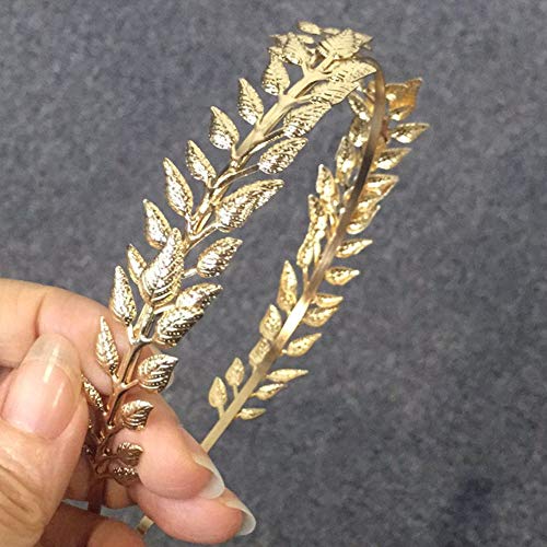 Leaf Headband Roman Goddess Crown Hair Band Boho Bridal Christmas Hair Hoop Women Girls Wedding Hairband Party Decoration Headdress Cosplay Costume Headwear Handmade Headpiece Hair Accessories Golden