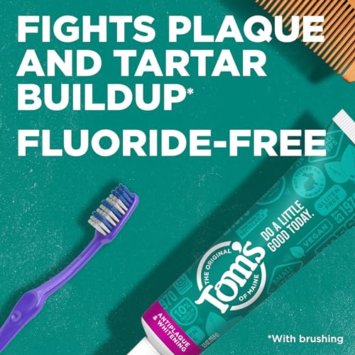 TOM’S OF MAINE FLUORIDE-FREE ANTIPLAQUE & WHITENING NATURAL TOOTHPASTE, PEPPERMINT, 5.5 OZ. (PACK OF 2)